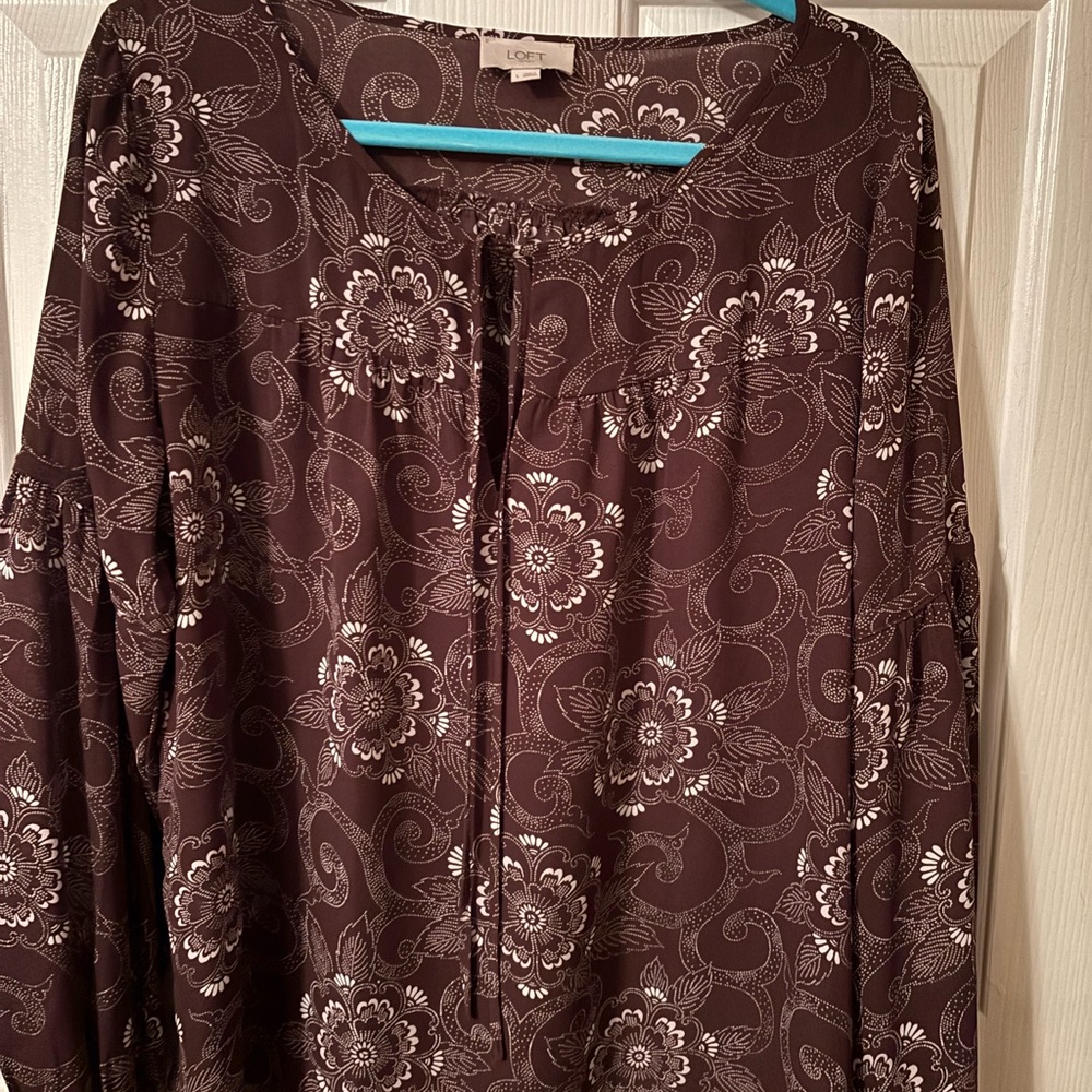 LOFT Maroon Relaxed Buttoned Blouse
